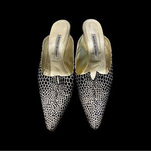 Manolo Blahnik black and white Mules size 39.5